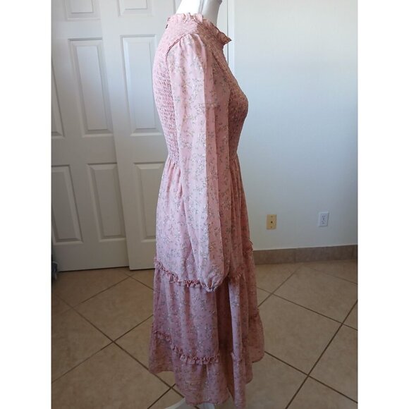 Petal & Pup Womens Midi Dress Pink Floral Ballon Sleeve Small Cottagecore Boho - Picture 3 of 16